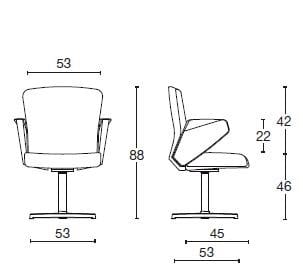 Кожаный офисный стул с подлокотниками с 4 спицами Diemme Halfpipe ARCH-00007522 - Вид №3