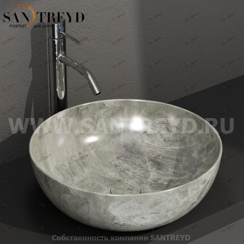 B6T45AG Накладная раковина на столешницу  круглая Ceramica Globo T-EDGE