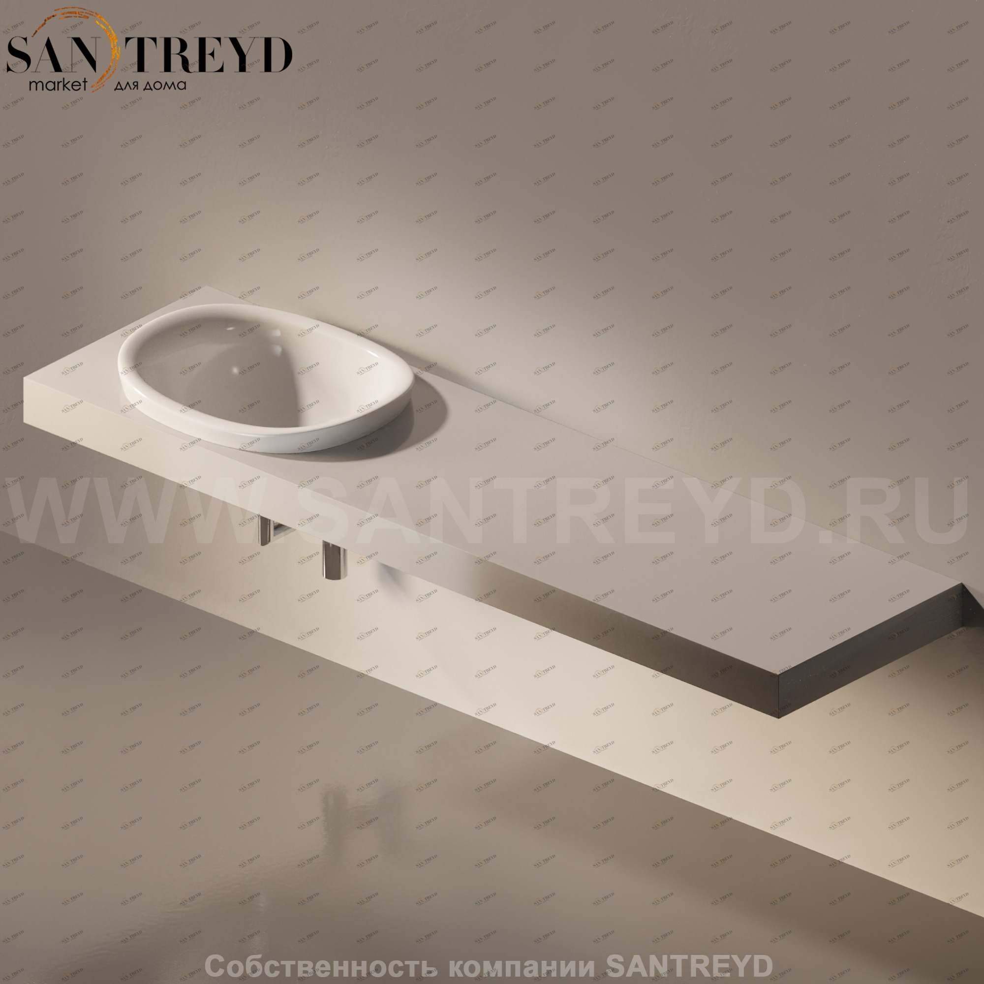 Flaminia IO e SI Столешница с отверстием под раковину от 80 до 250 см серая IO60M4.7047 Ceramica Flaminia IO60M47047