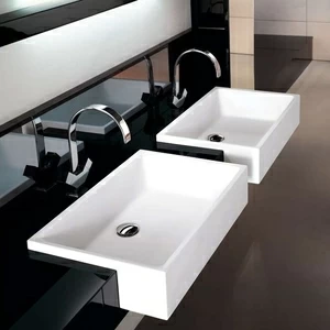 9855 Полувстраиваемая раковина консольная 50 см белая MILLDUE