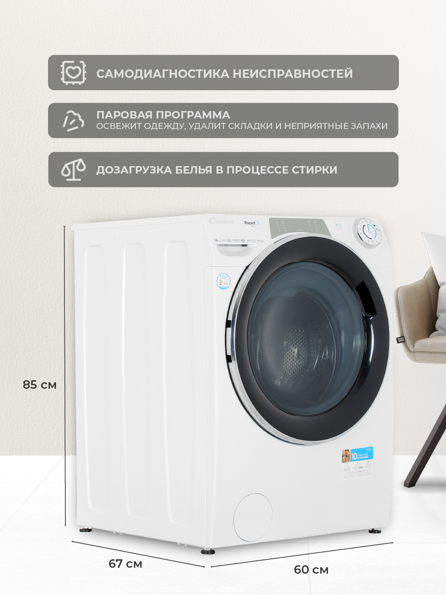 5093858 Стиральная машина Candy RP4146BWMBC/1-S белый STDN-0032452 - Вид №5