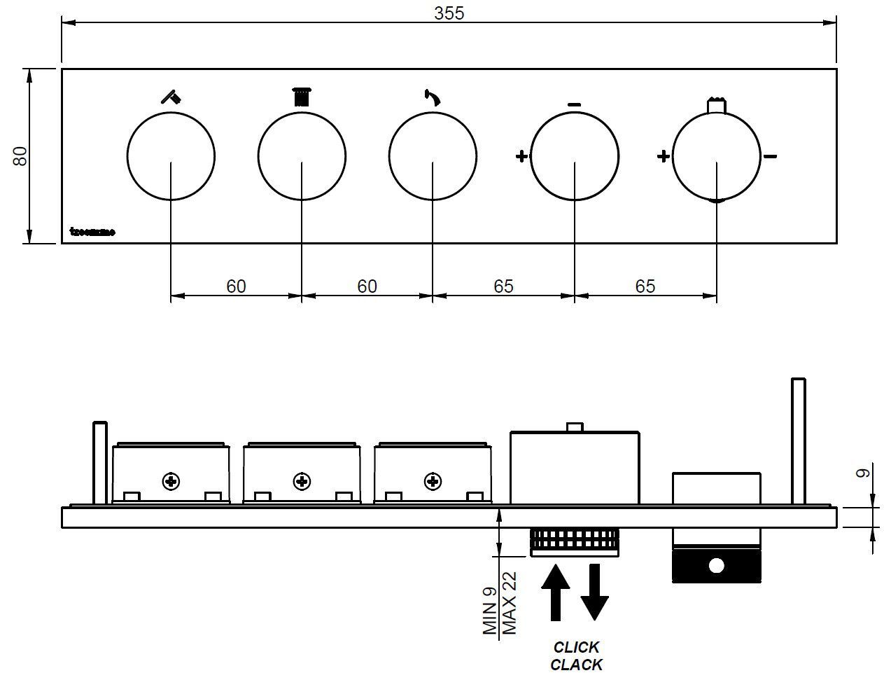 Термостатический набор для душа с душем Rubinetterie Treemme W-TOUCH RWIT 1B94 / 2BF6 / RTBR ARCH-00046215 - Вид №2
