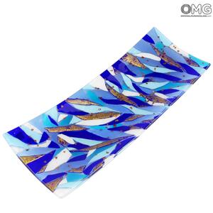 3152 ORIGINALMURANOGLASS Прямоугольное блюдце Нюанс - синее - Original Murano Glass OMG 8 см