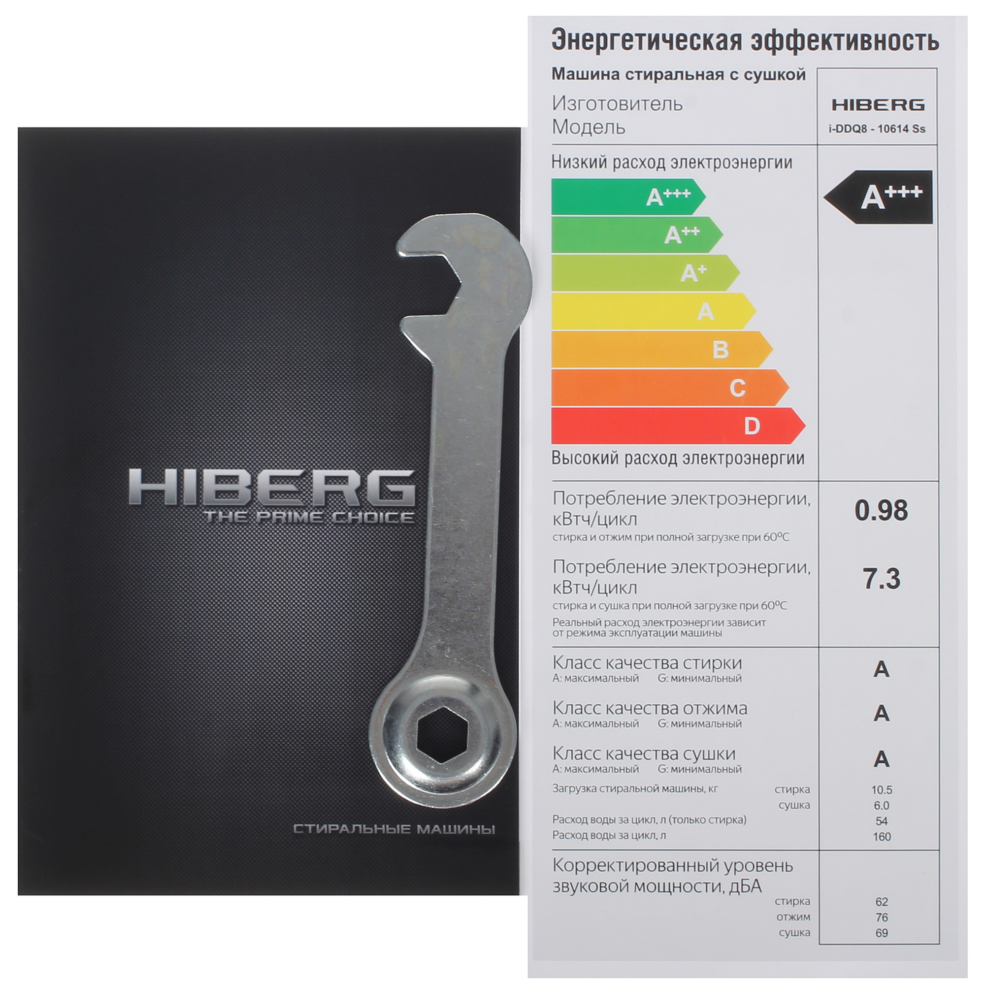 9238390 Стирально-сушильная машина HIBERG i-DDQ8 - 10614 Ss серебристый STDN-0046439 - Вид №11