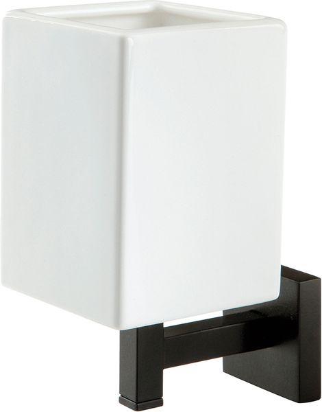 U10(23-BI) Stil Haus Urania, настенный керамический стакан, цвет чёрный матовый - белая керамика