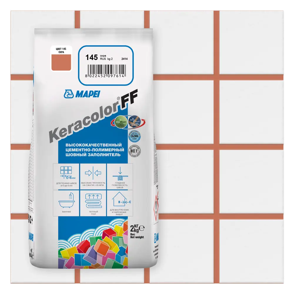 Затирка цементная Mapei Keracolor FF 145 цвет охра 2 кг Без серии STLM-2149373