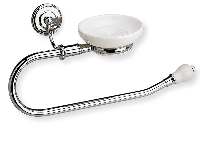 N79(39) Stil Haus Nemi, полотенцедержатель - полукольцо + мыльница, цвет хром - белая керамика 