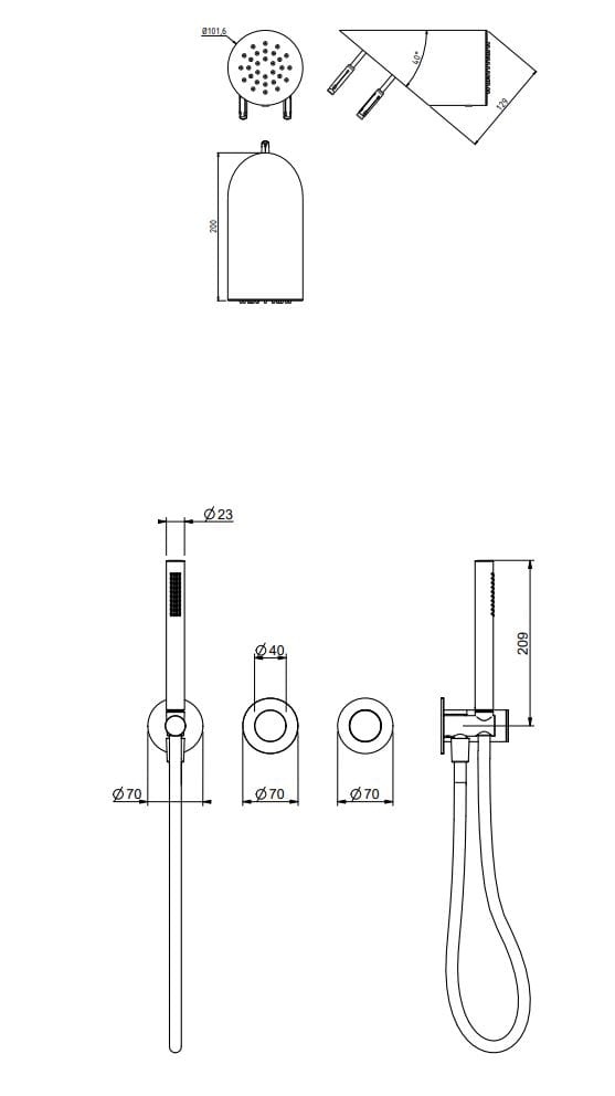 Набор для душа с 4 отверстиями QD Magistro Lab Hammer ARCH-00061867 - Вид №2