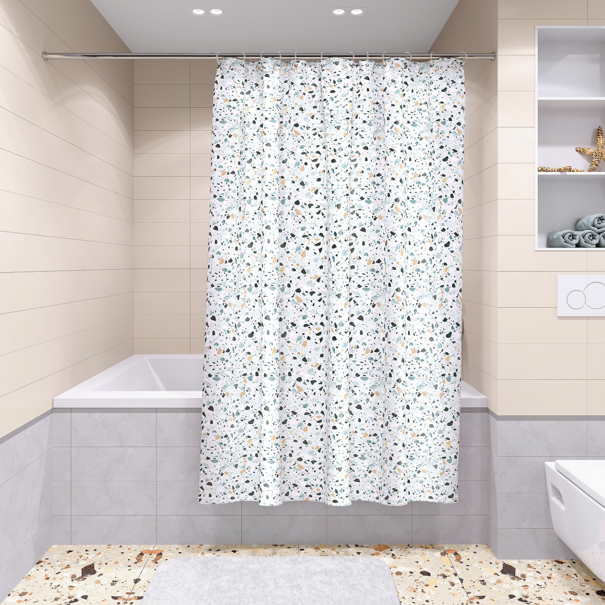 85200841 Шторка для ванной комнаты Lemer Terrazzo 180x200 см полиэстер цвет разноцветный нет Santreyd 