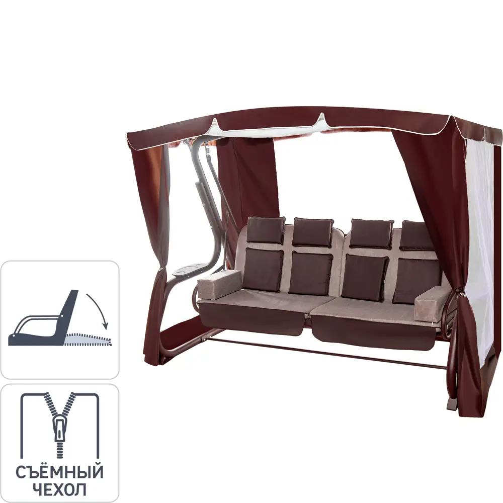 Качели садовые Маранди 4-х местные (до 400 кг) коричневый 84316335 STLM-2073142 Santreyd