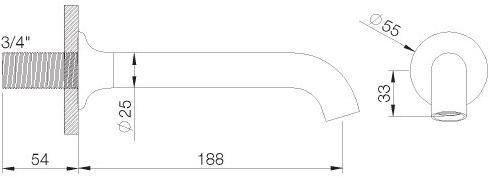rvb Излив для ванны из хромированной латуни на террасе Times 8010.--.89 - Вид №1