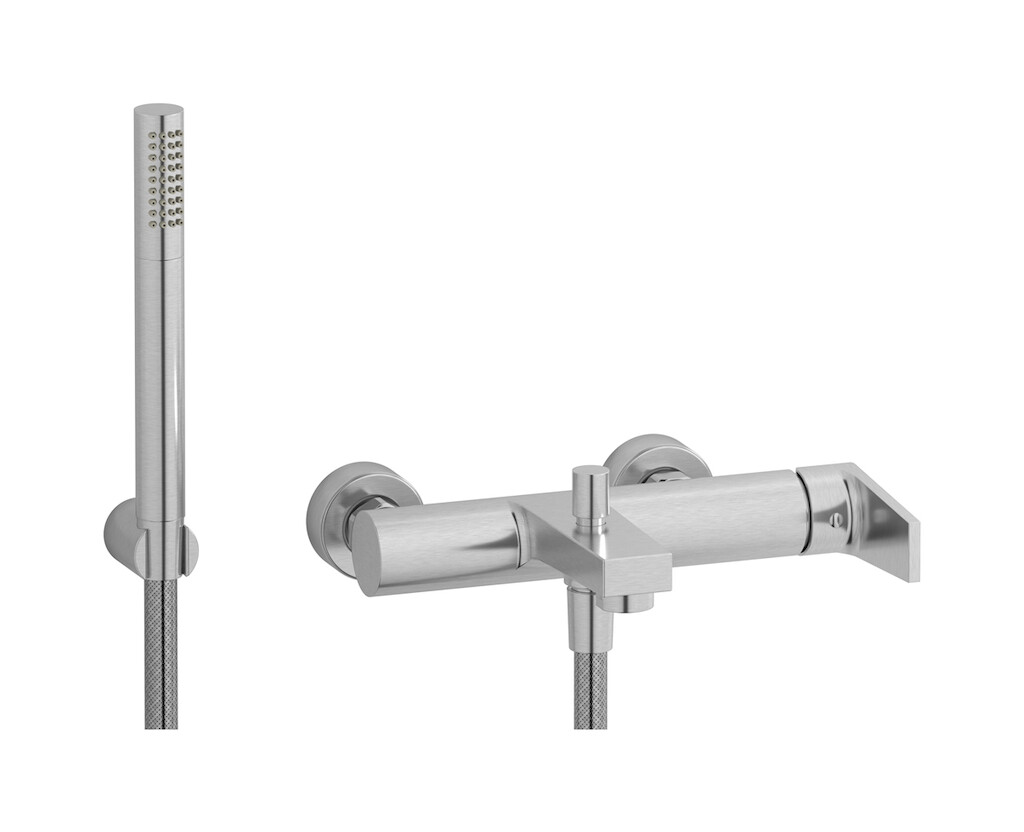 Настенный смеситель для ванной в комплекте с душевым гарнитуром WE ARE IB vn706ii Brushed Nickel Twitter