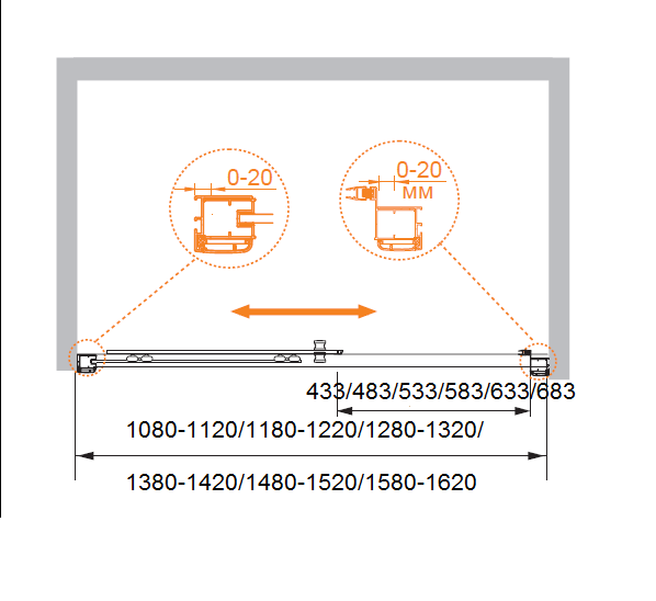 Душевая дверь в нишу CEZARES ANIMA-W-BF-1-130-P-Cr - Вид №4