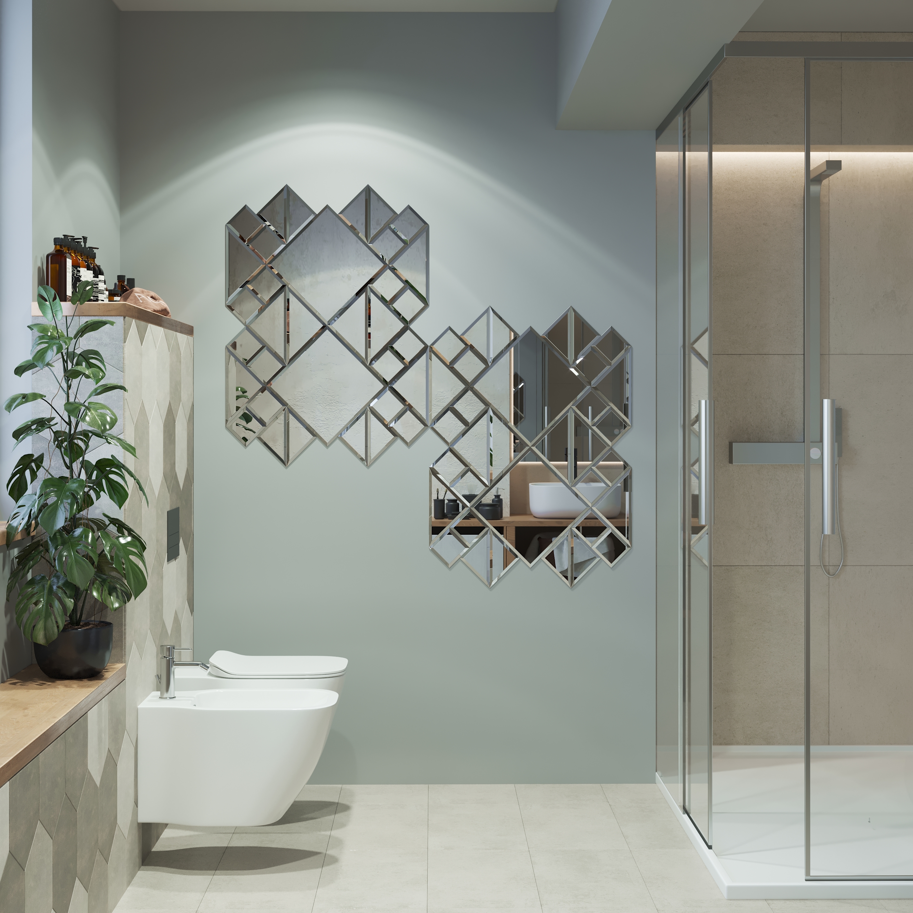 Зеркальная плитка SENSEA LM31 квадратная 30x30 см серебристая 82360915 STLM-0025412 - Вид №4