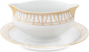 10586080 Haviland Соусник с подставкой 350мл "Тиара" (белый, золотой декор) Фарфор