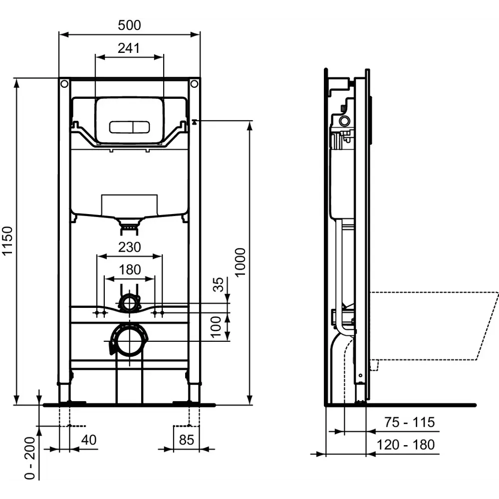 Инсталляция для подвесного унитаза Ideal Standard ProSys 120 M с кнопкой 86126371 STLM-2191448  - Вид №9