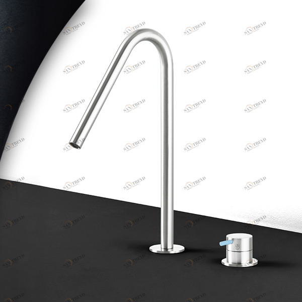 Смеситель для раковины сталь глянцевая с голубой ручкой Toki Radomonte TKI31LCIL27