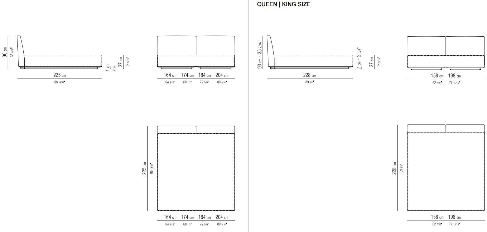 Flexform Двуспальная кровать со съемным чехлом из ткани Grandemare sun-id-1351555 - Вид №2