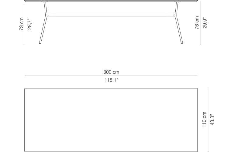 Алюминиевый прямоугольный садовый стол с порошковым покрытием TRIBÙ Branch ARCH-00056974 - Вид №2