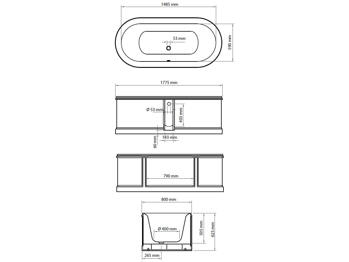 Чугунная ванна в центре комнаты Gaia Mobili Complements ARCH-00044806 - Вид №2