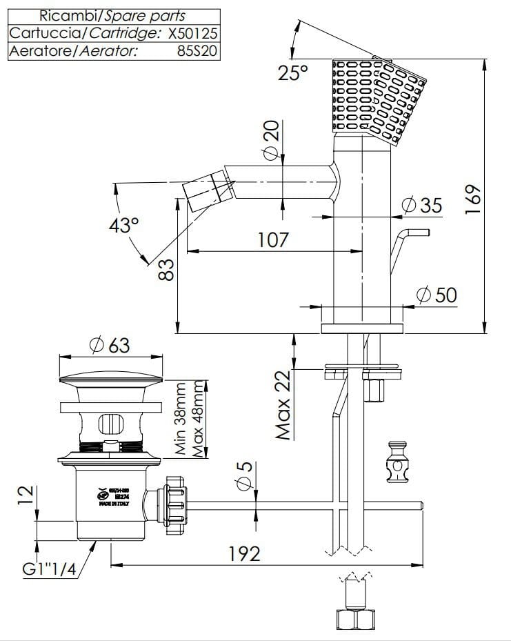 Смеситель для биде с одной ручкой Remer Rubinetterie Celebrity ARCH-00048482 - Вид №2