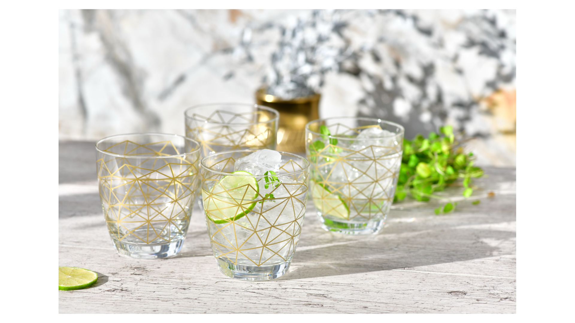 10653572 KROSNO Набор стаканов для воды Krosno "Золотая нить" 370мл, 2 шт Стекло  - Вид №2