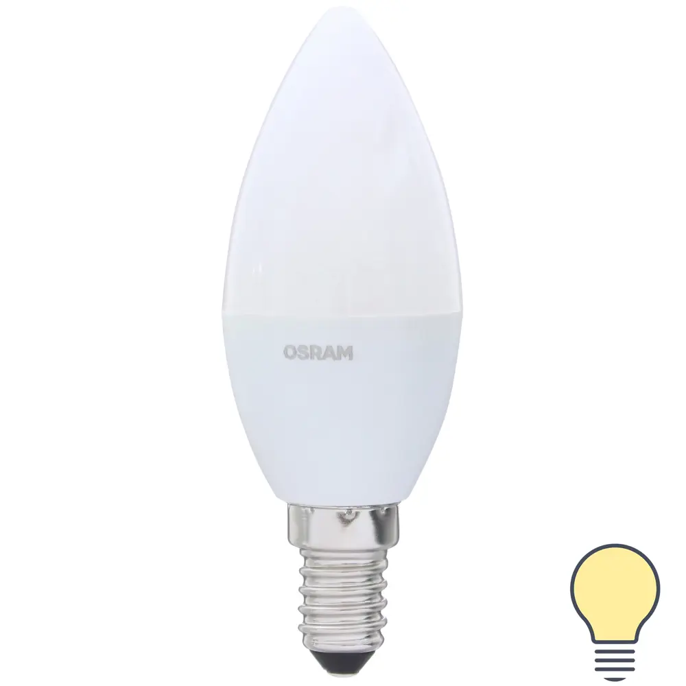 Лампа светодиодная Osram Свеча E14 6.5 Вт 550 Лм свет тёплый белый STLM-2060511