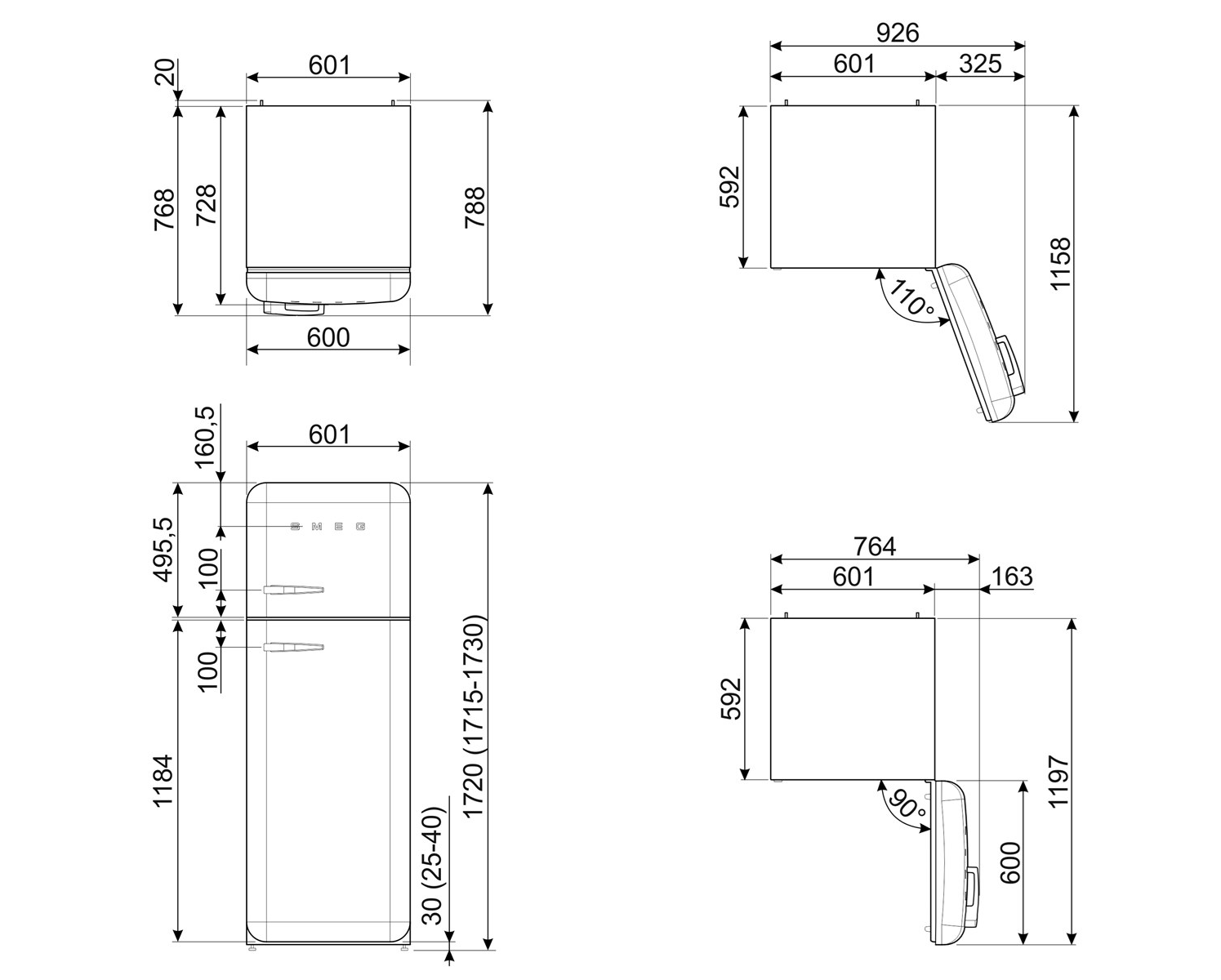 Smeg Холодильник двухдверный отдельно стоящий класс а +++ Smeg 50's style sun-id-1502617 - Вид №21