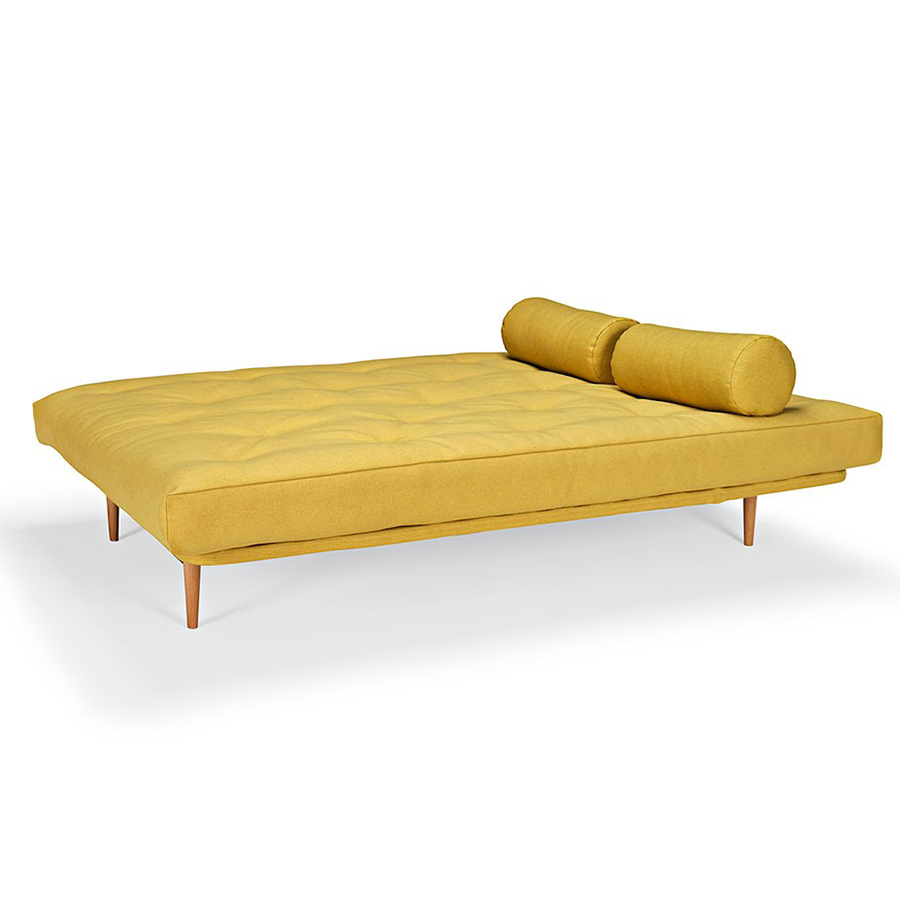 Диван Colpus с матрасом Spring Round, черной металлической рамой и ножками из светлого дерева, жёлты Innovation Living COLPUS554 - Вид №2