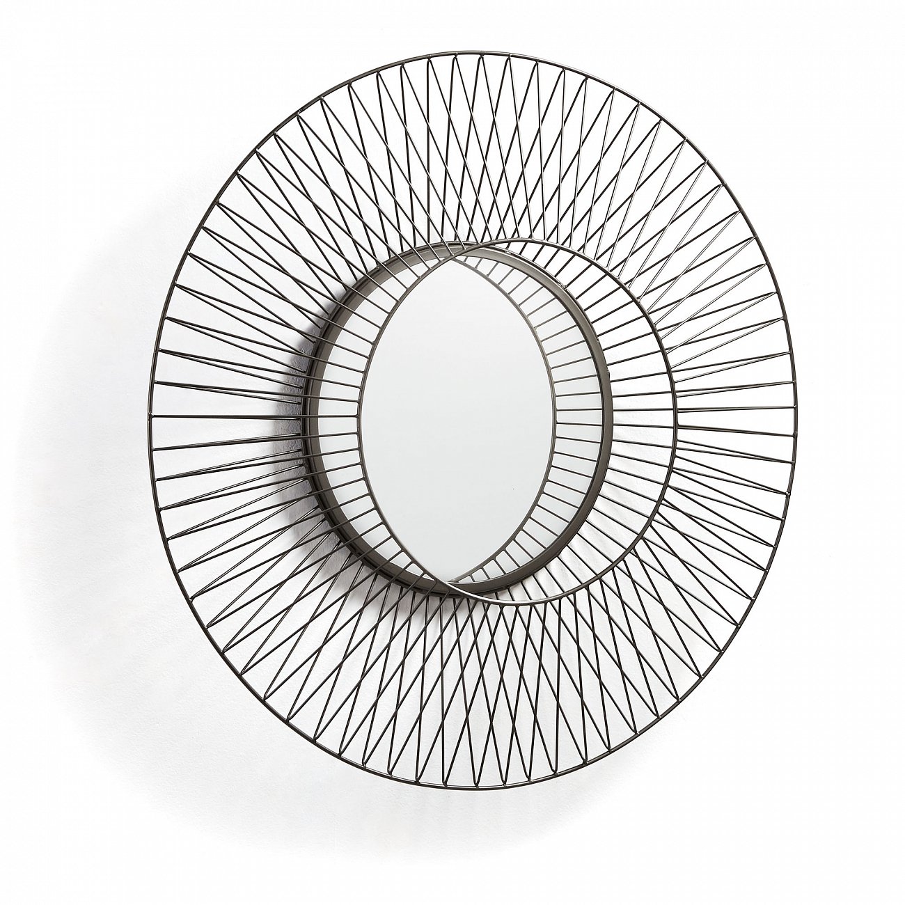 Зеркало круглое металлическое серое диаметр 80 см Karl от La Forma LA FORMA ДИЗАЙНЕРСКИЕ, СОЛНЦЕ 342810 Серый  - Вид №1