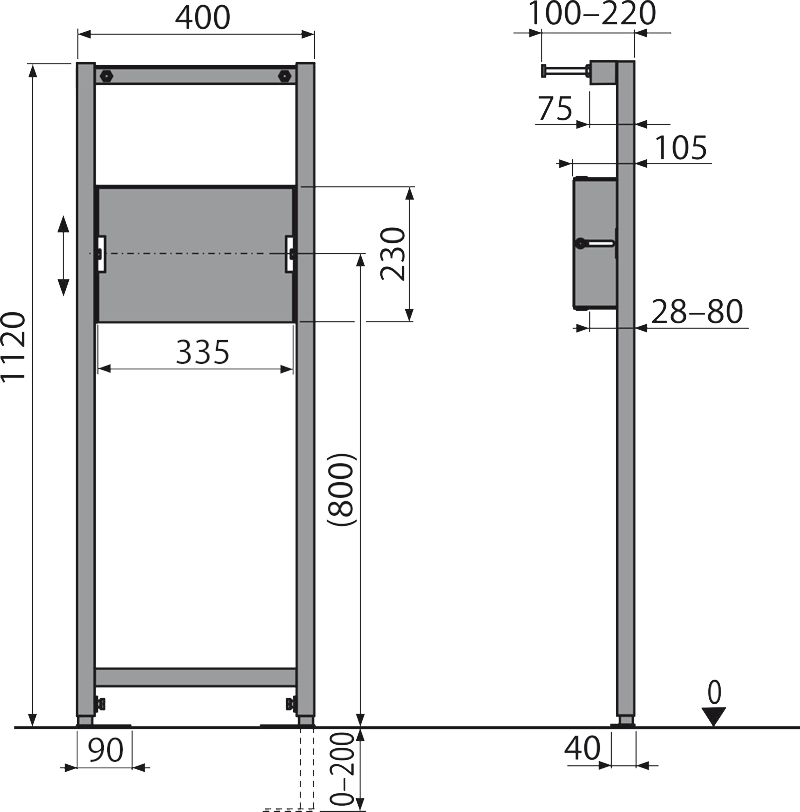Монтажная рама для смесителя скрытого монтажа ALCAPLAST A104PB1120 - Вид №1
