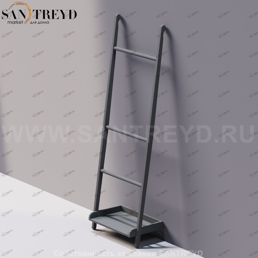 Agape STAIRS Вешалка для полотенец с одной полкой серая ACOM0532NG