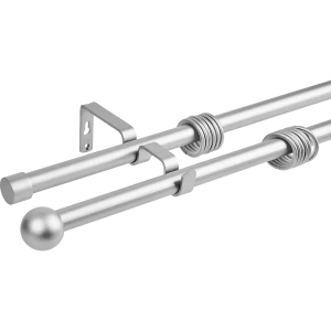 Настенный карниз раздвижной двухрядный Orbis шар d19/16 мм 140-280 см металл цвет серебро