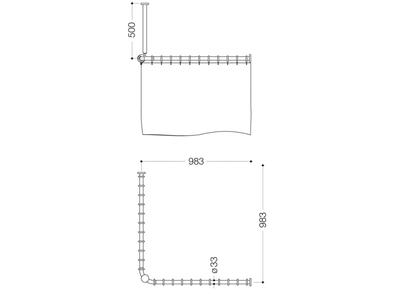 801.34B1062 Карниз с потолочным подвесом HEWI Edition matt | Polyamid  - Вид №1