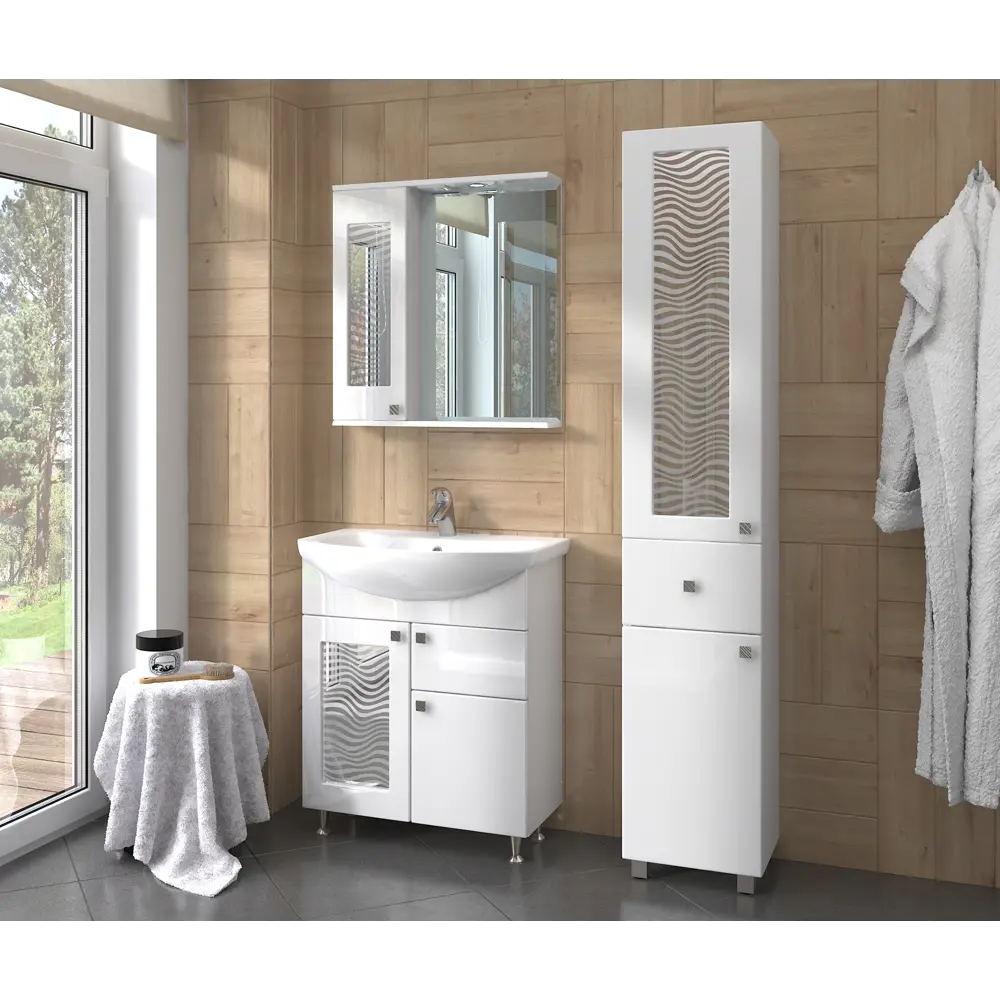 Шкаф зеркальный подвесной «Мальта» 65x70 см цвет белый VIGO STLM-2034490 - Вид №8