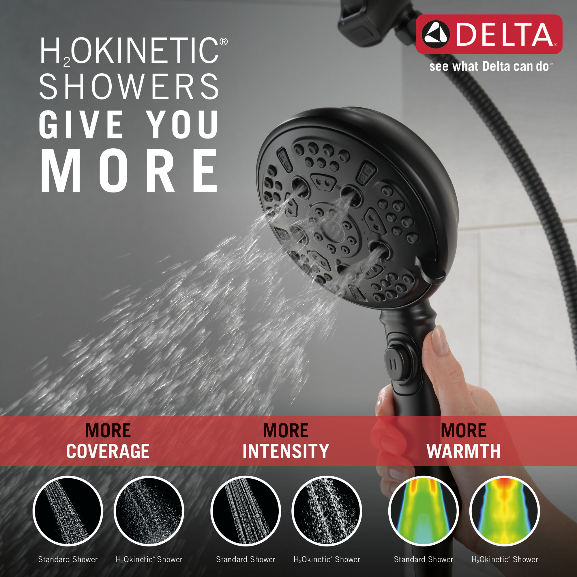 54710-BL-PK Ручной душ SureDock ™ с 7 настройками Delta Faucet Universal Showering Матовый черный  - Вид №7