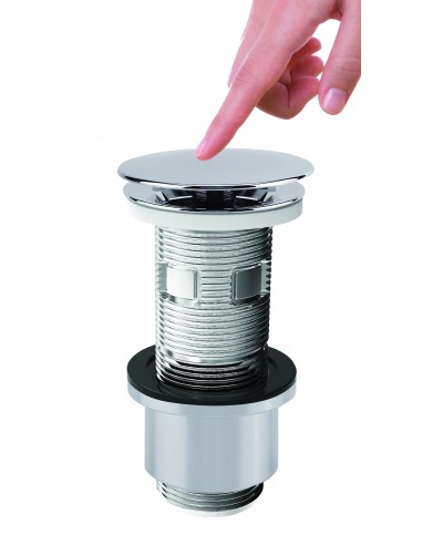 122900 045 00  Универсальный слив для умывальника, фиксированный или цифровой Cut & Click, с переливом или без него, h. 100 мм, хром и белый Valentin Хром  - Вид №2