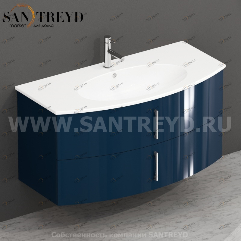 MDMC10Y026 Тумба с двумя ящиками 100 см синяя Globo 4ALL Италия Ceramica Globo