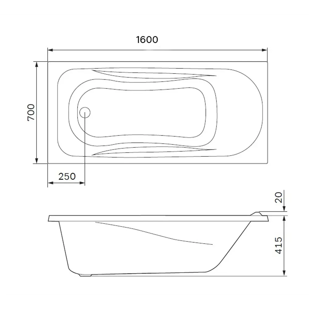 AM.PM Force — акриловая ванна 160x70 см с анатомической формой 87088849 STLM-0073156 - Вид №10