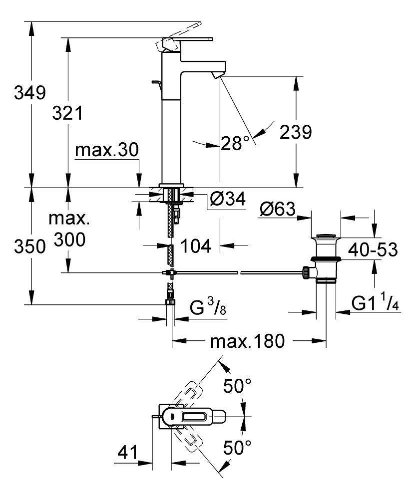 32633000 Смеситель для раковины Grohe Quadra хром - Вид №1
