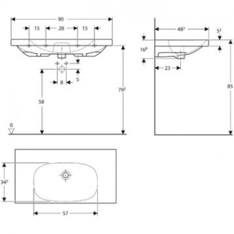 500624012 Подвесная раковина настенная прямоугольная Keramag  белая  - Вид №1