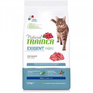 ПР0044227 Корм для кошек TRAINER Natural Exigent Cat для привередливых, говядина, свежая курица сух. 1,5кг NATURAL TRAINER