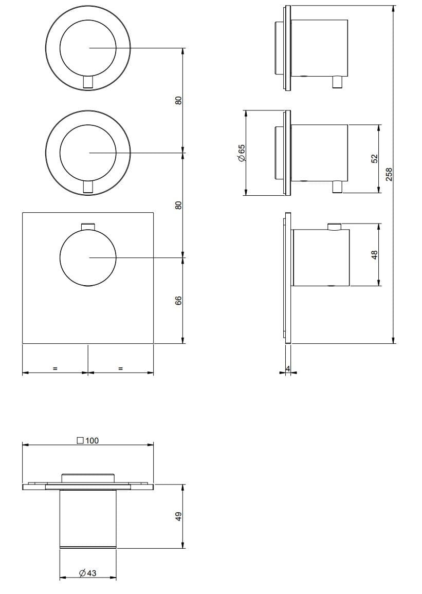 Металлический смеситель для душа с 3 отверстиями Gessi Мелы316 ARCH-00148662 - Вид №2