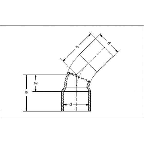 1504032 SANHA 5040 отвод 45° ВП-НП, медь 32 мм  - Вид №1