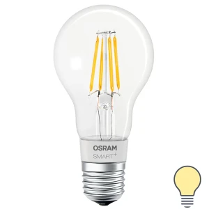 Лампа умная светодиодная Osram Smart Plus E27 220-240 В 5.5 Вт груша прозрачная 650 лм, теплый белый свет 86559682 STLM-2158857