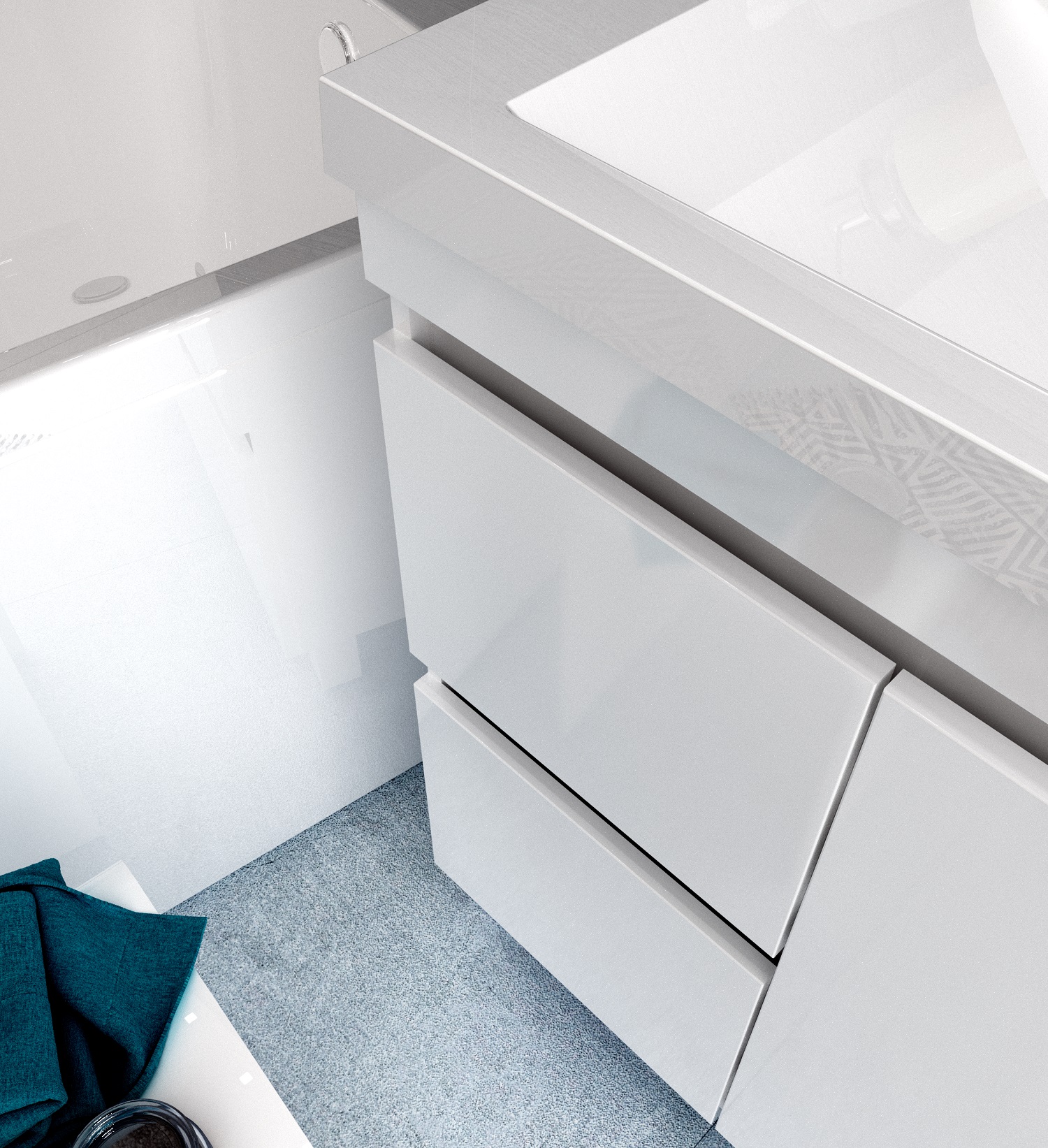 У79527 Тумба Cube 100Н 2д 2я б/к Белый глянец 1 Marka CUBE - Вид №2