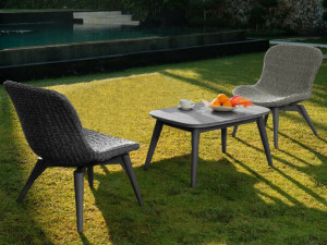 98.00.0715 Комплект для гостиной Orlando twist oyster / stone grey, 3 предмета. - в том числе 2 кресла, 1 столик Iconic 60 × 90 Mbm