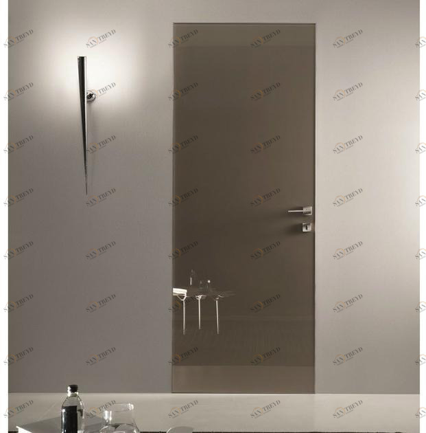 GAROFOLI Распашная дверь заподлицо со стеной из цветного стекла Design sun-id-1394597