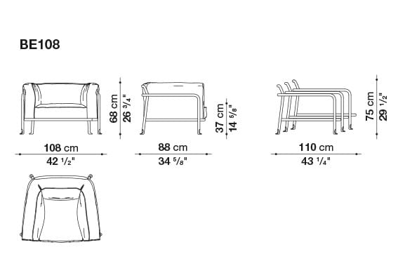 Тканевое садовое кресло с подлокотниками B&B Italia Outdoor Borea ARCH-00057376 - Вид №3