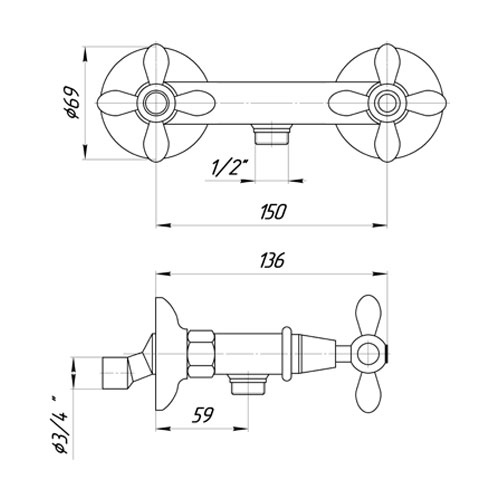 Смеситель MIGLIORE Princeton Plus ML.PRP-8046.BR для душа - бронза  - Вид №1